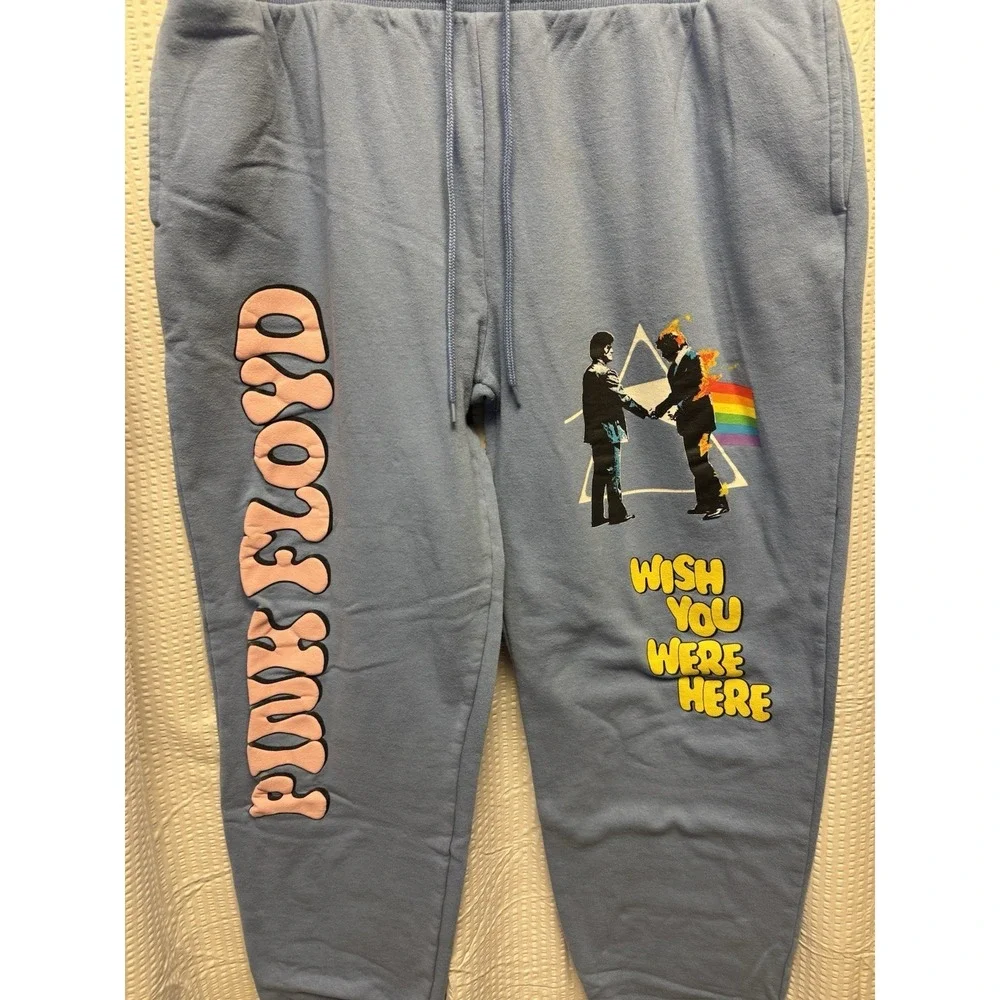Pink Floyd Unisex XL 2023 Draw String Elastic Waist Light Blue Graphics Comfort - Picture 4 of 10